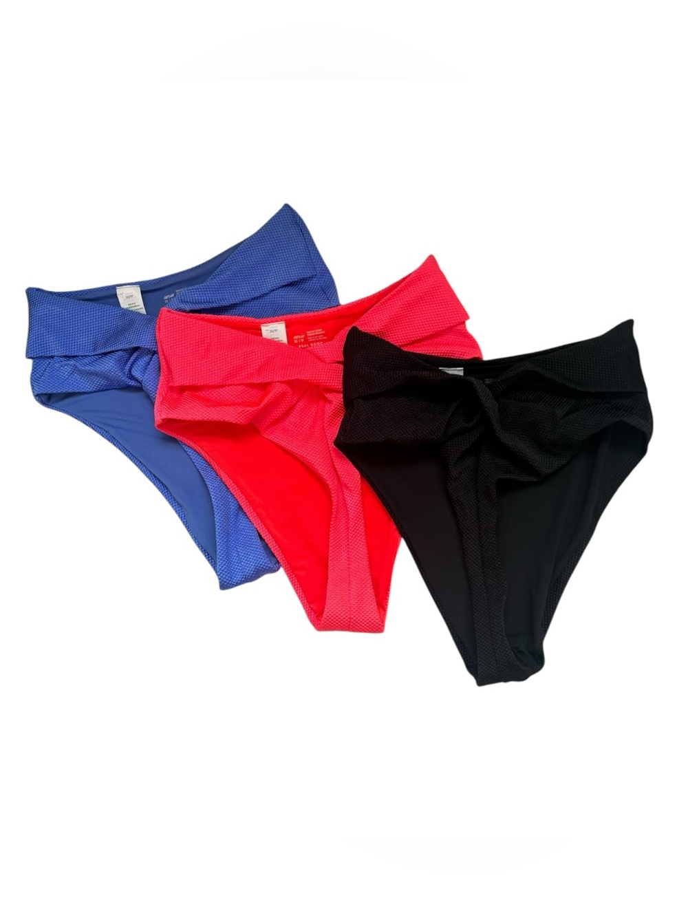 Aerie Size XS Lot Of 3 Thong Bikini Bottoms High Rise Cheeky Pink, Black, Blue
